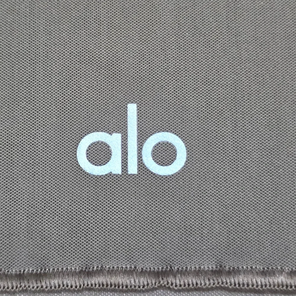 Alo Yoga Mesh Long Sleeve Crop Top Womens Large Brown Sheer Activewear Layering